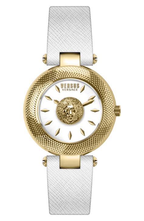 Versace Women's White Dial Leather Strap Watch, 40mm